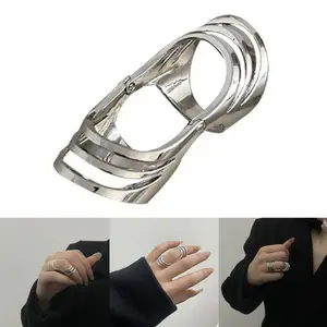 Bendable Joint  Ring Wide Wrap Chunky Ring Gothic Statement Jewelry Punk Style Finger Ring for Men and Women