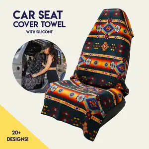 Aztec Artisans & Chocolate Currency Car Seat Cover Towel - Silicone-Lined Hood Universal Fit Car Seat Cover Towel for Sweat Protection