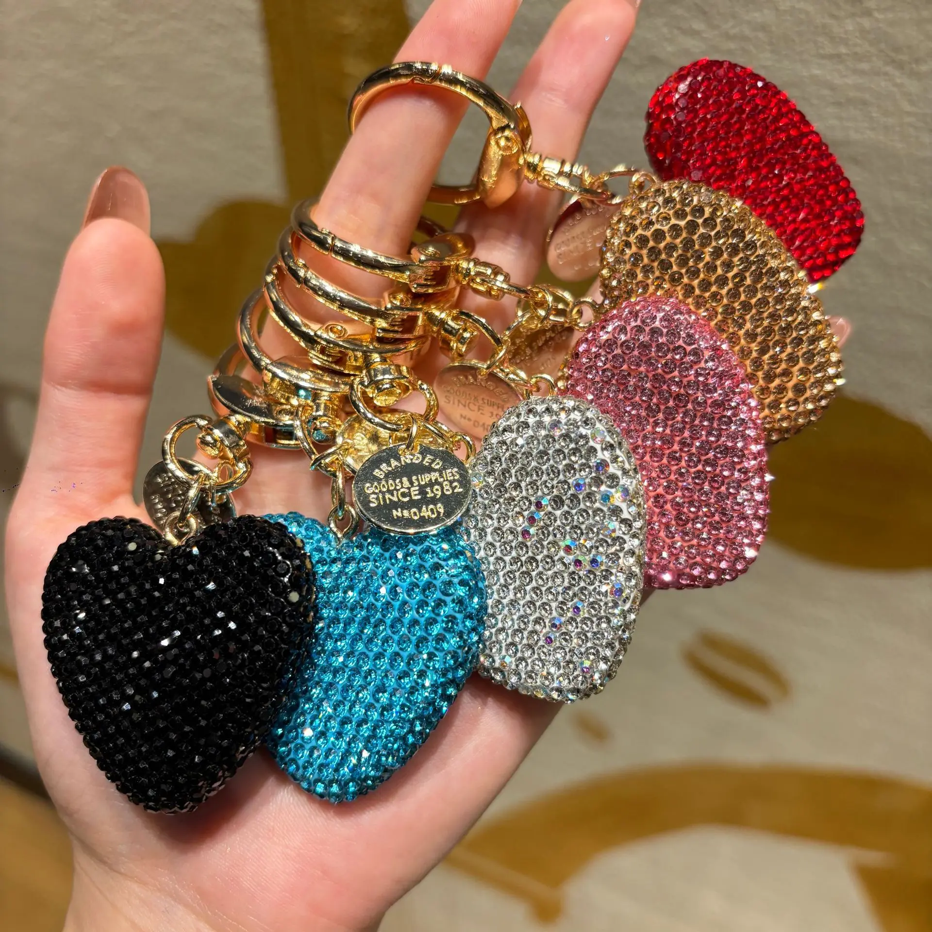 Heart Rhinestone Keychain for Women, Crystal Heart Bag Charm, Bling Car Keychain, Cute Purse Charm, Gift for Her