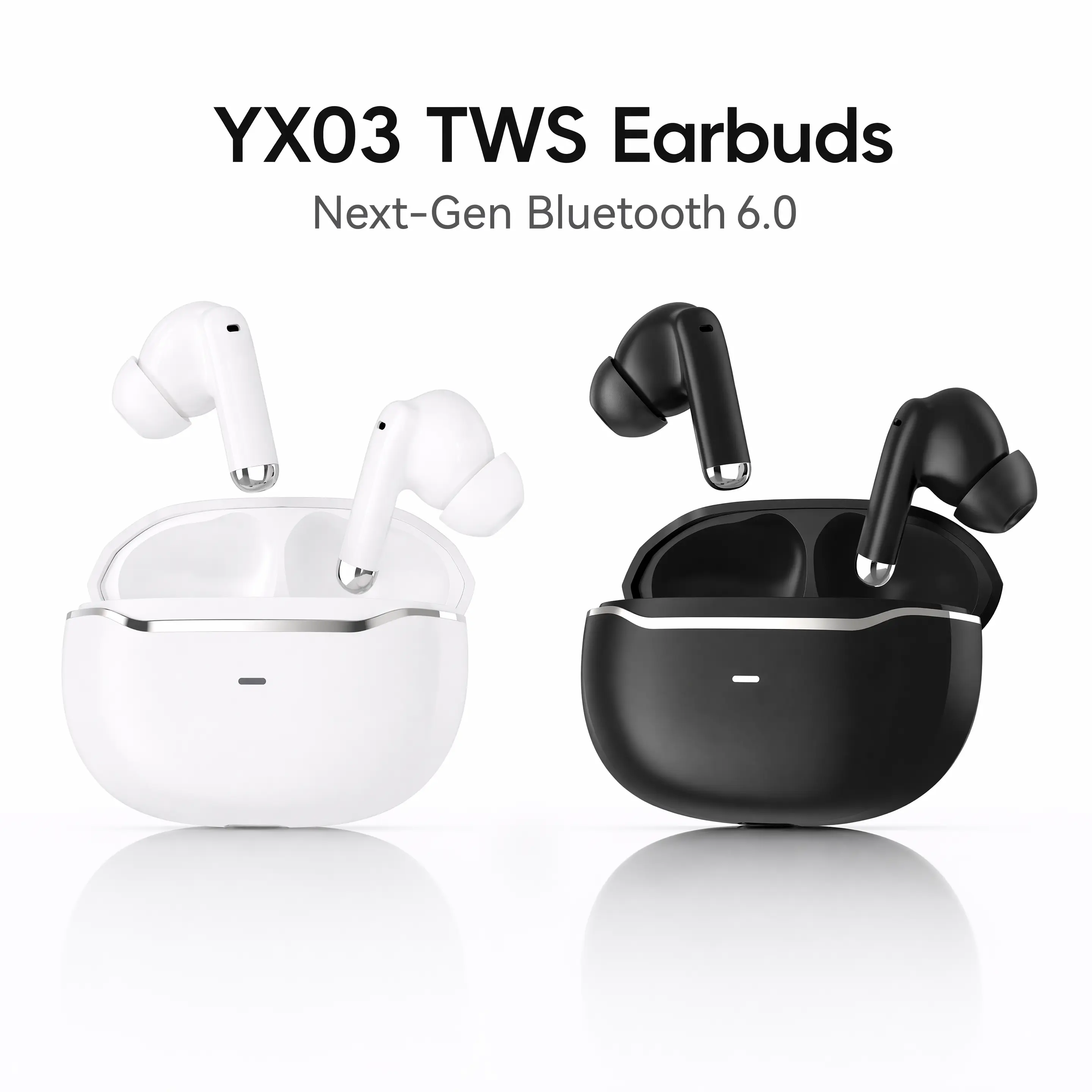 YX03 True Wireless Earbuds Bluetooth 6.0 - Ultra-Light AI Noise Cancelling Headphones for Commute & Work