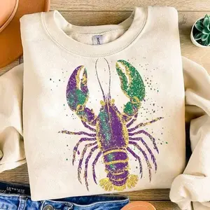 [Sale Up To 50%] Not Glitter Mardi Gras Sweatshirt, Louisiana Crawfish Sweater, Fleur De Lis, Brushstroke Mardi Gras, Retro Mardi Gras Coquette, King Cake, streetwear graphic tee
