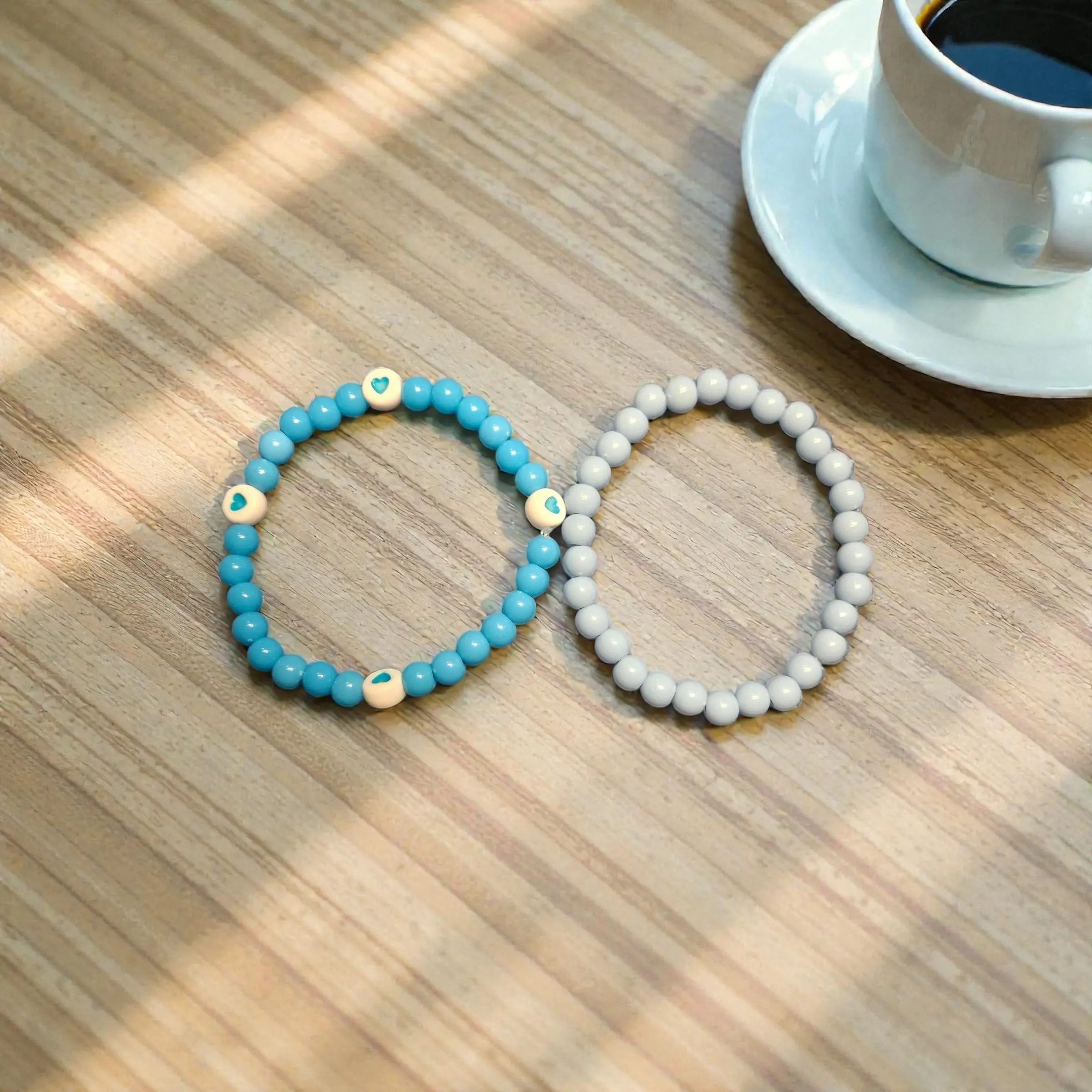 Blue and Light Blue Round Ball Bracelet