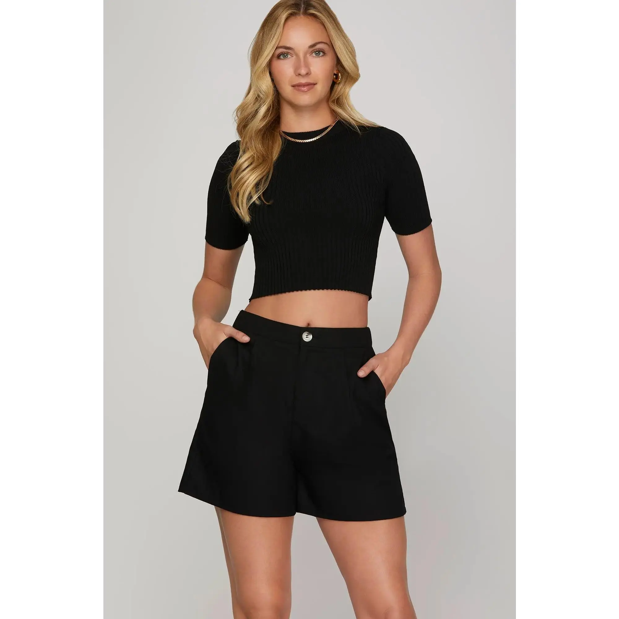 She & Sky Black Shorts
