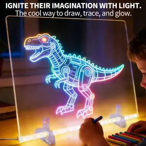 BOGO WHEELKIDS 13.8 Inch Large Acrylic LED Drawing Board for Kids Light Up Note Board with 12 Markers Glowing Dry Erase Message Board for Kids Room Decor Birthday Gift Ideas
