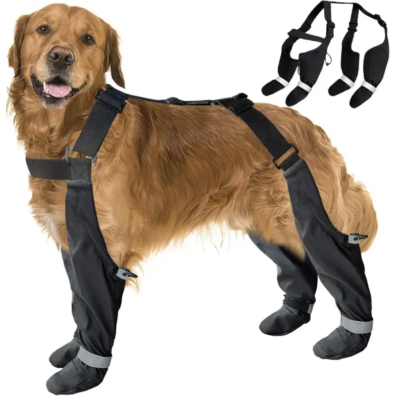 Paw Protector Dog Booties, Adjustable Reflective Dog Shoes for All Weather dogs filter glasses clothes strap boot protection warm clothing