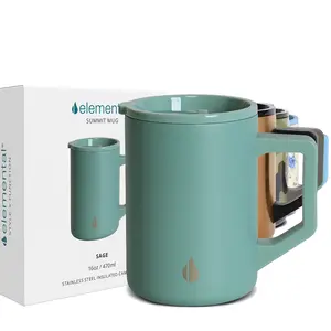 Elemental Summit 16 oz Stainless Steel Coffee Mug - Large Coffee Mug, Triple  Wall Vacuum insulated, Lightweight Camp Mug with Lid & Handle