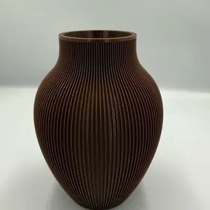 Brown Ribbed Vase - Home Decor for Elegant Living Spaces