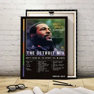1Count Wooden Frame Canvas, Detroit Mix Album Cover, Exquisite Poster, Fashion Living Room Decoration, Modern Art, Bedroom Poster, High Definition Home Poster, Affordable Poster, Ideal Gift, Waterproof, Printing, Art, Canvas Art Wall