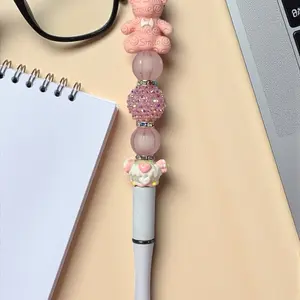 Blush Teddy Sparkle Pen with Adorable Pink Beads and Teddy Bear Design for Stylish Writing