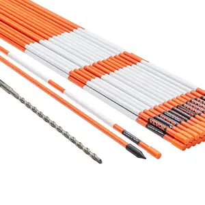 【Father's Day】VEVOR Driveway Markers,  30 PCS 48 inch, 0.31 inch Diameter, Orange Fiberglass Poles Snow Stakes with Reflective Tape, 12" Steel Drill Bit & Protection Gloves for Parking Lots, Walkways Easy Visibility