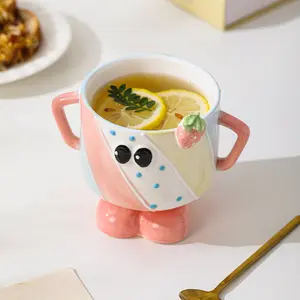 Footed Figural Mug Aesthetic Creative Ceramic Drinking Mug Household Daily Use Cup
