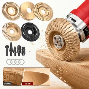 Heavy-Duty 5PCS Wood Carving Disc Set+5PCS Rotary Burr Rasp Set,4" or 4.5" Angle Grinder with 5/8" Arbor,Grinding Wheel Shaping Discs for Wood Grinding,Wood Angle Grinder