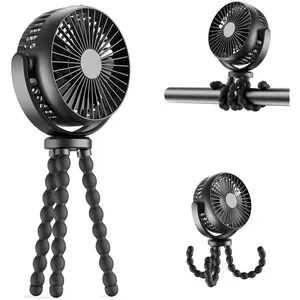 Mini Portable Stroller Fan, Battery Operated Small Clip on, Detachable 3 Speed Rechargeable Personal Fan, 360° Rotate Flexible Tripod Better Cooling for Car Seat Crib Treadmill Travel USB Fans