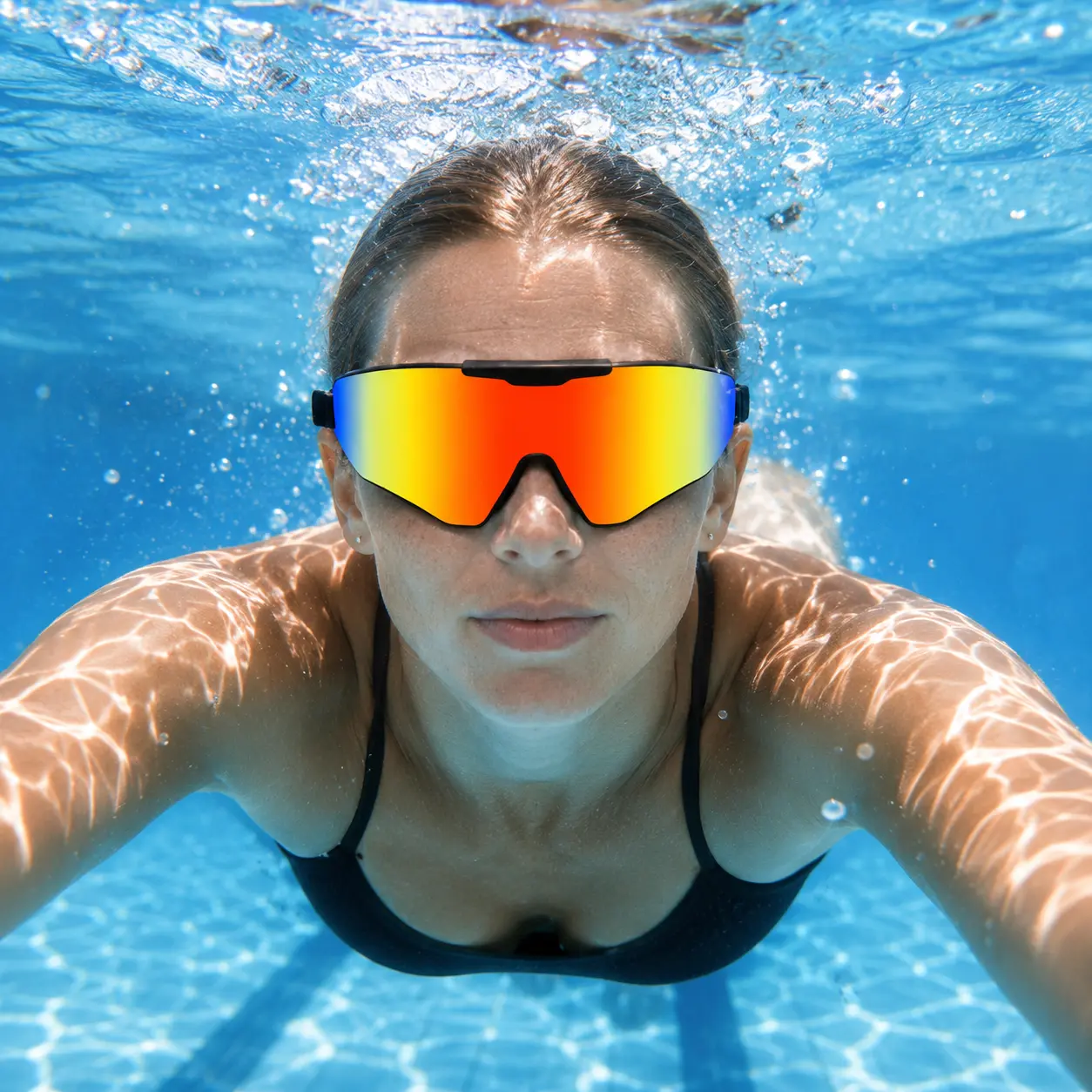 Adult Swim Goggles with Earplugs, Anti-Fog No Leak Swimming Goggles for Men Women, Clear Vision Pool Goggles glass