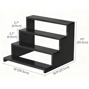 4 Tier Black Display Stand for Cologne,Perfume,Figures, Cupcake, Dessert, Spice, Fragrance, Countertop, Vanity, Dresser, Cabinet Use Racks Set Organizer