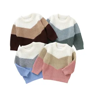 Toddler Baby Little Boy Girl Knit Sweaters Cute Long Sleeve Contrast Color Pullover Tops Sweatshirts 6M-3T