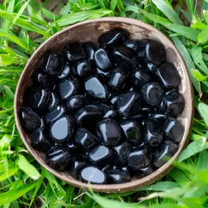 Down To Earth Black Obsidian Tumbled Stones 0.75"-1.5" Polished Crystal for Root Chakra & Sagittarius Scorpio Supportive Protective Shield