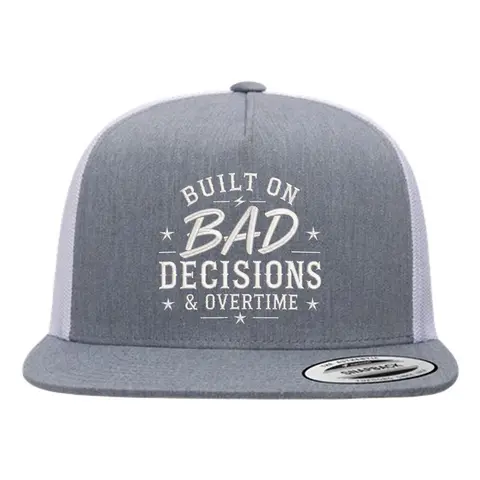 Built On Bad Decisions Embroidered Snapback Cap, Streetwear Hat, Casual Daily Commute Accessory, Hand Wash Only