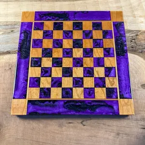 Purple Haze Black Onyx Cherry Wood Chess Board (INCLUDES PIECES)