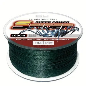 1000m/1093yds Dark Green Braided Fishing Line - PE (Polyethylene) Super Power Lure Line, 8-80LB Test, Ultra-Fine 0.35mm Diameter, Multi-Layered Fibers, Zero Stretch, Perfect for Lure Fishing, Fishing Line
