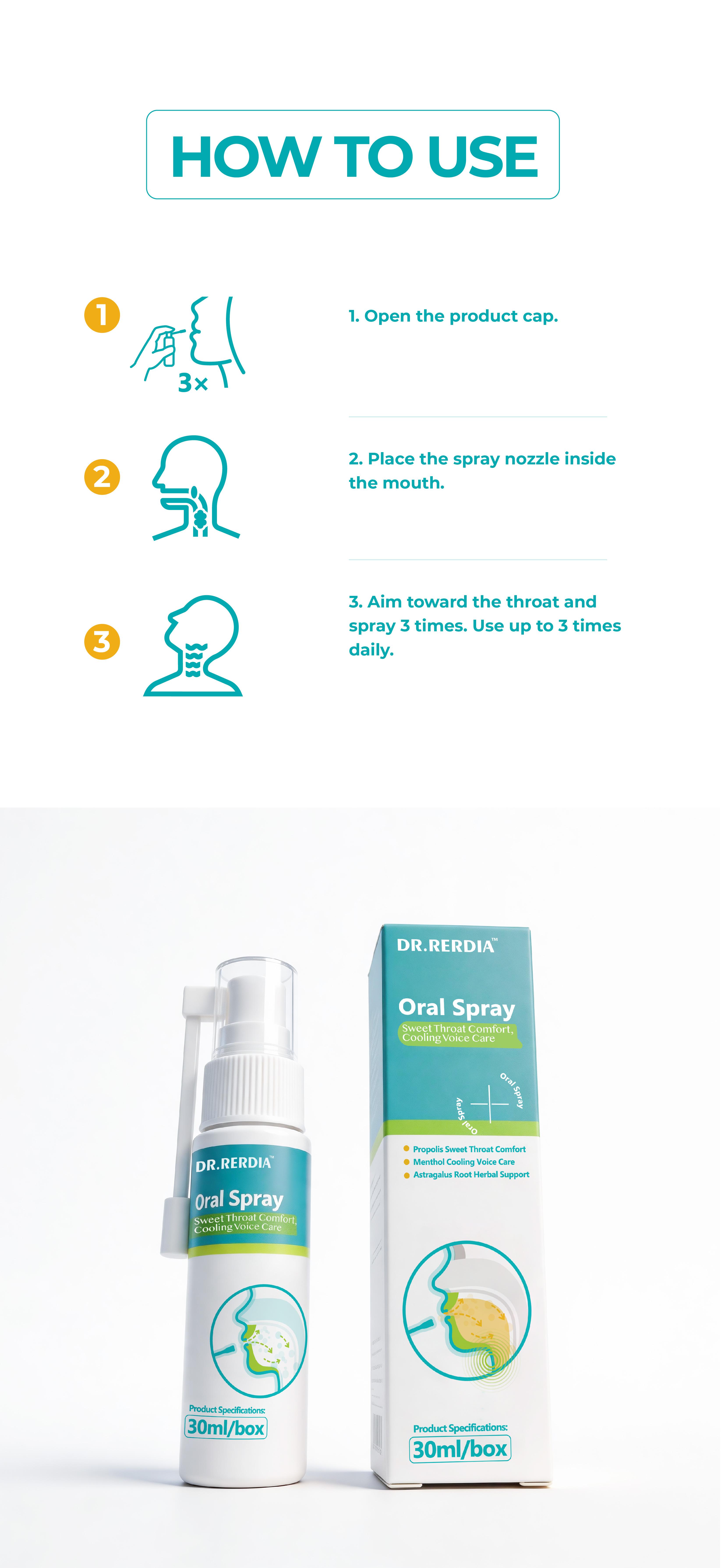 [In Stock]DR.RERDIA Oral Spray with Propolis, Menthol & Astragalus Root — Gentle Daily Care