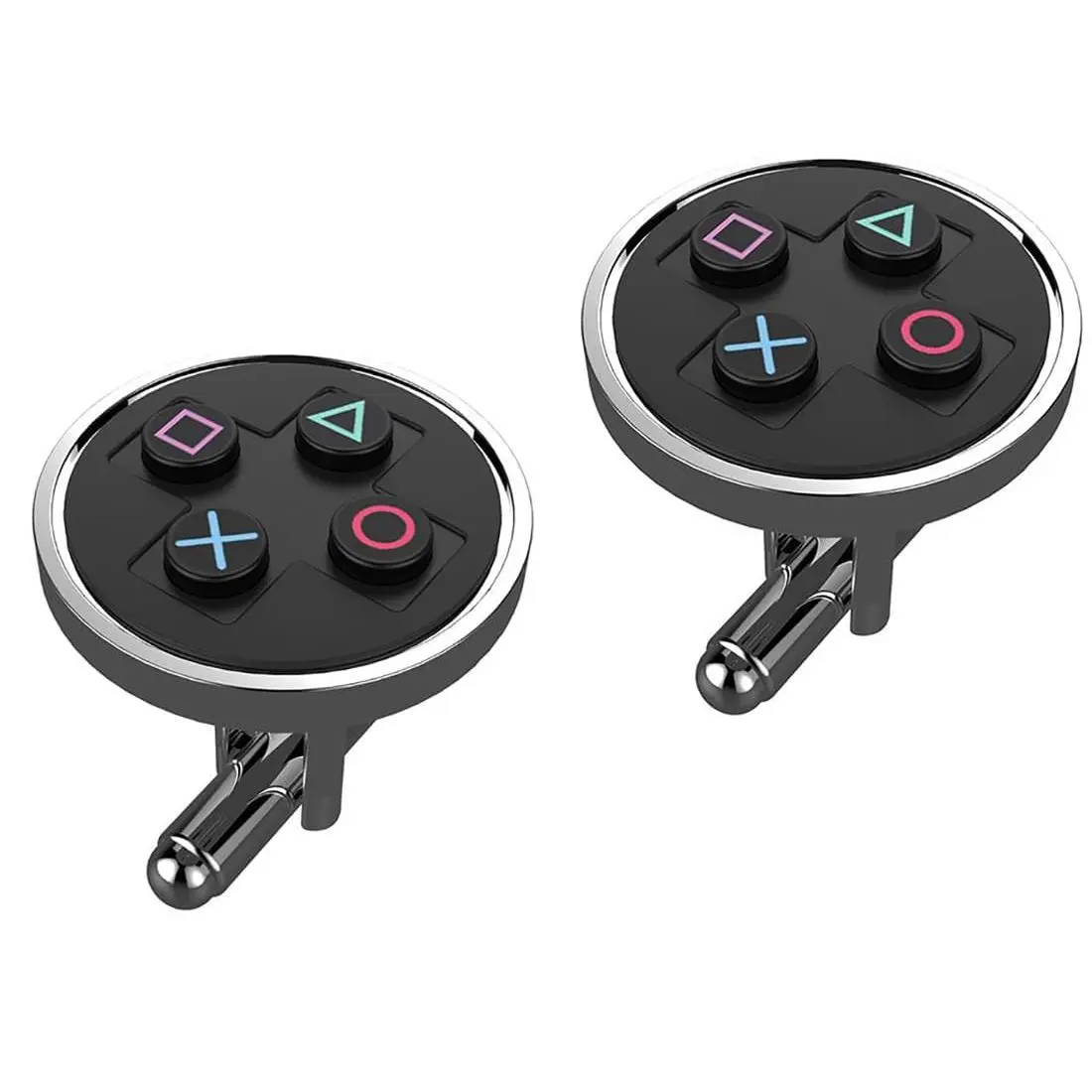 PlayStation Symbols Cufflinks, Black, Mirror the Real Controller Design, Unisex Accessory for PS Fans