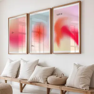 Three piece Aura Dopamine Decor Wall Art– Funky pink Poster Set for trendy manifest Room Décor