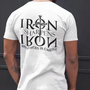 Iron Sharpens Iron T-Shirt - Sweatshirt - Hoodie, Religious Faith Shirt, Worship Outfit, Religious Holiday Top, Scripture Tee, Deer Hunter Christian Shirt, Full Size, Full Color