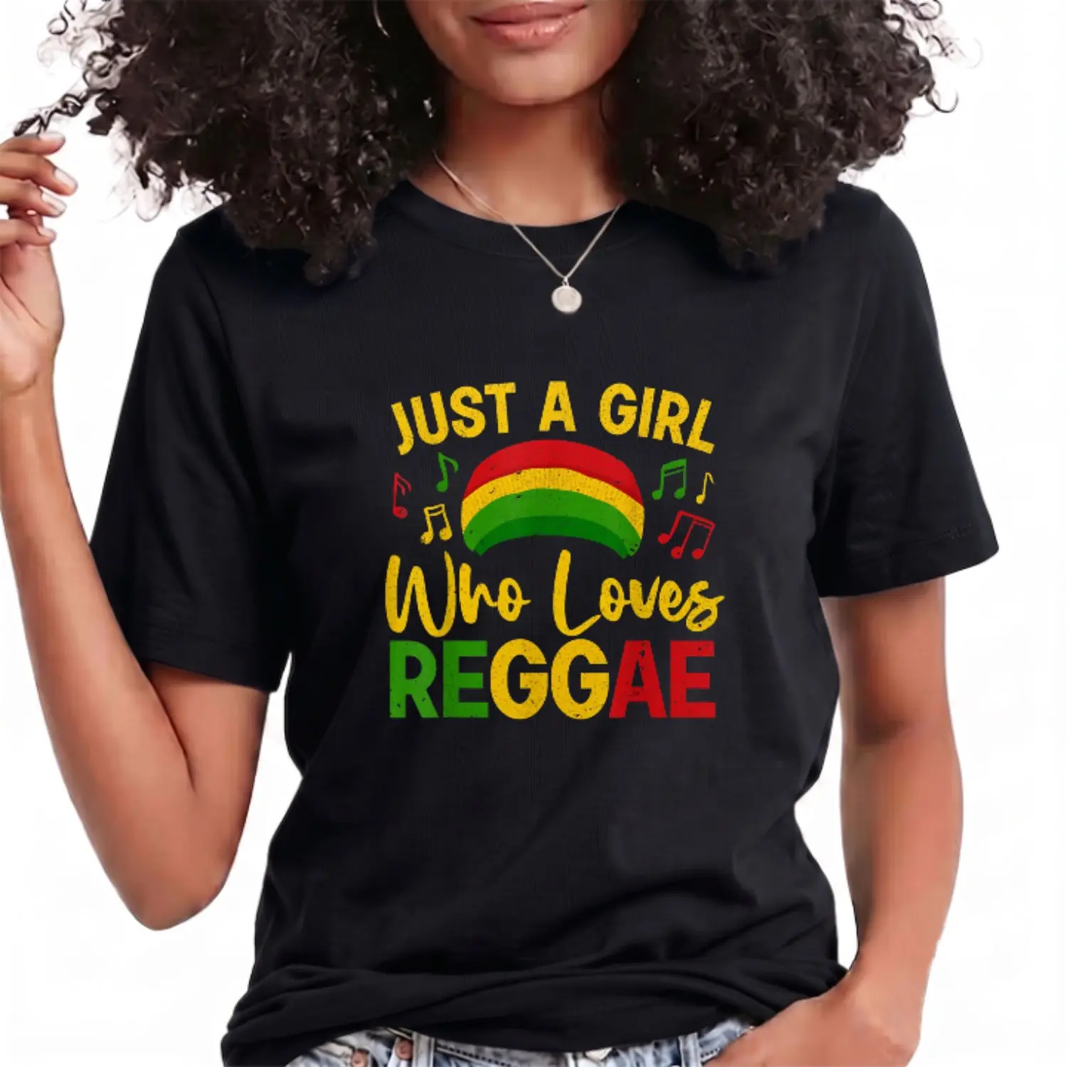 Cool Reggae For Girls Women Rasta Jamaican Music Casual Graphic Print Cotton T-Shirt