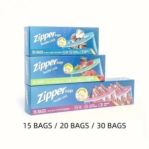 Reusable Food Storage Bags, Leak Proof Zipper Pouches, Airtight Tear Resistant Re-Sealable Bags for Meat Vegetables Snacks Leftovers