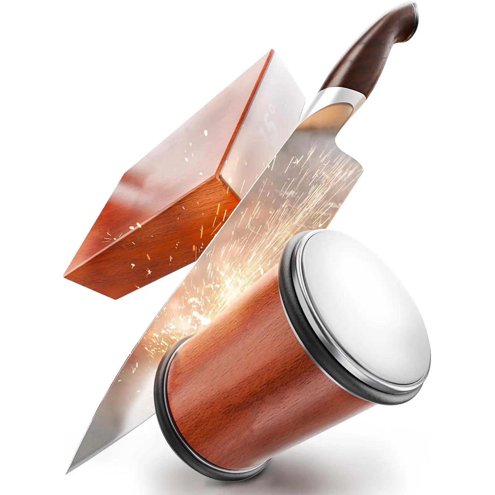 Rolling Wheel Sharpener with Fixed Disk, 1 Set Practical 5-sided Rolling Sharpening Tool, Home Kitchen Knife Sharpening Tool