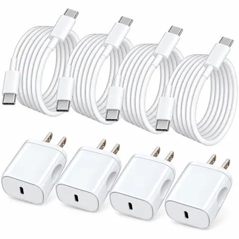 SANPRIO 4-Pack 20W USB-C Fast Charger & 6Ft Cable for iPhone 16/15 Series and Pad Models Smartphones Electronic Cellphone Charging Cord