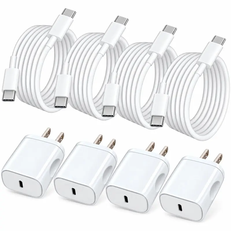 SANPRIO 4-Pack 20W USB-C Fast Charger & 6Ft Cable for iPhone 16/15 Series and Pad Models Smartphones Electronic Cellphone Charging Cord