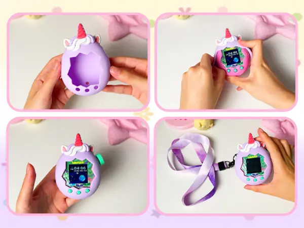 [Halloween Gifts] OAJ Aesthetic Adorable Angel Design Liquid Silicone Case for Handheld Tamagotchi Paradise Virtual Pet - Shock-proof, Anti-scratch Full-body Premium Soft Protection Cover, 1 Matching Lanyard, Kawaii Gaming Accessory (Device Not Included)