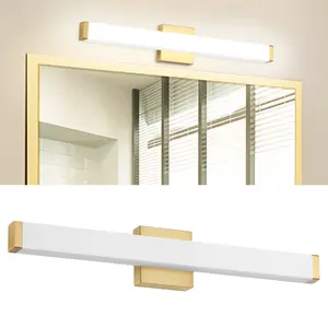 YHTlaeh Modern Bathroom Vanity Light 24 inch 14W 4000K Natural White Light, Metal Brass Square LED Bathroom Light Fixture Over Mirror,Metal Brass Bar Vanity Light For Bathroom Mirror Restroom(ETL/FCC Certificated,IP44)