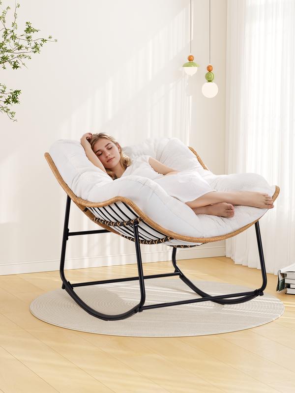 【Double-Side Fabric】ONBRILL Oversized Indoor Outdoor Rocking Chairs ...