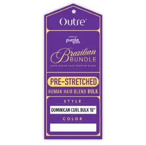 Outre Human Hair Blend Braids Premium Purple Pack Brazilian Bundle Pre-Stretched Dominican Curl Bulk 18" Style Color