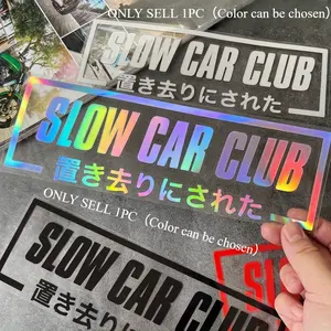 1PC Light Casual Trendy Play Sticker, Car mirror decal, For Car Rearview Mirrors, Car Culture Stationery, Multi-Color 'Slow Car Club' Logo Decor, Adds car trendy play atmosphere, Trendy play attitude in daily details