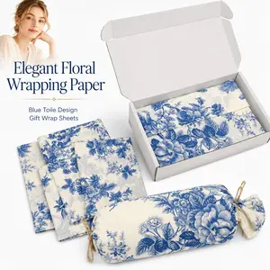 Blue Peony Pattern Thin Paper, 20x14 Inches Gift Wrapping Paper, Ideal for Weddings, Valentine's Day, Birthdays, Bouquets, Party Gifts