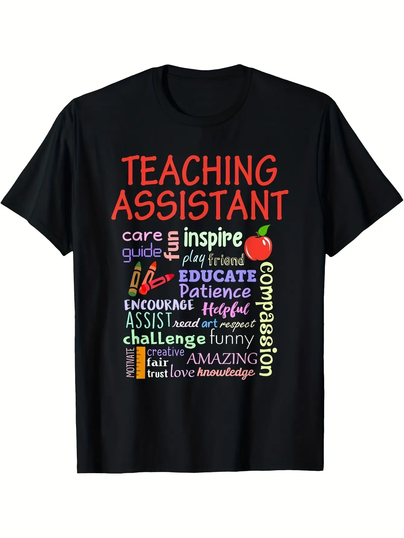 1pc Teaching Assistant Appreciation T-Shirt Educator Gift with Inspirational Words Classroom Quotes - Soft Breathable Tee for Teachers School Staff - Sizes S-XXXL - Perfect for Teacher's Day Same Style for Men and Women 2026 Summer Short-sleeved