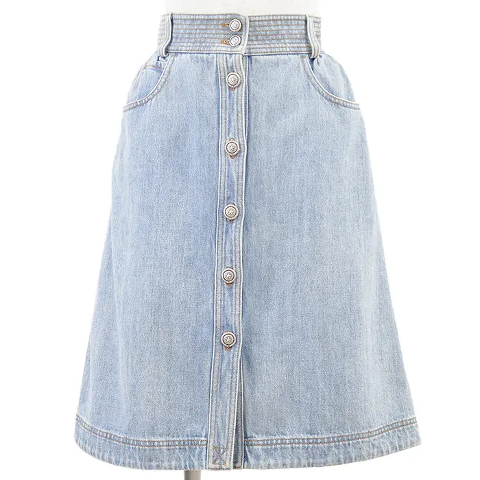 Pre-owned CHANEL Cotton Small Leather Goods Metiers d'Art Paris Dallas Denim Skirt