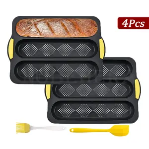 Silicone Bread Baking Set, Non-Stick Loaf Pans, Heat Resistant Rectangular Mold, Homemade Bakery Supplies, Ideal for Hoagies & Hot Dogs, Silicone Loaf Molds