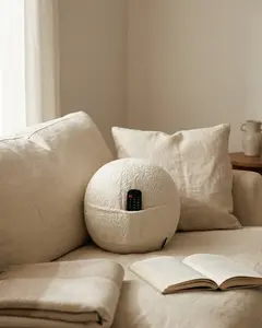 Bouclé Ball Pillow with Hidden Pocket | 12 Inch Round Couch Pillow — White