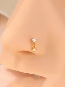 L-Shaped Nose Ring Hypoallergenic Zirconia Stud Earring, Geometric Design Jewelry Gift for Women, All-Season Casual Accessory Nose Studs