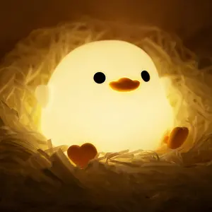 Cute Bean Duck Night Light,Squishy Bean Shape DoDo Duck Lamp, Bean Duck Night Light,Safe Silicone Nightlight for Nursery, Rechargeable Touch Lamp for Bedside Table,Ideal Gift for Children and Teens