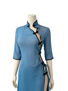 Qipao Elegant Waitress Cosplay Costume for Women | Chinese Cheongsam Style Service Dress, Slim Fit Bodycon Uniform, Vintage Traditional Oriental Outfit for Bar, Restaurant, Club, Party, Stage Performance, Photoshoot, Halloween
