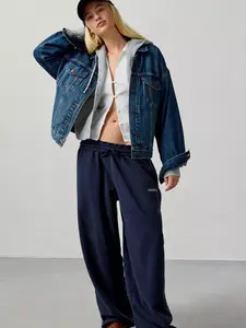 iets frans Harri Wide Leg Jogger Pant 100% Cotton Oversized Baggy Joggers with Elastic Waistband & Side-Stripe Piping for Casual Wear in Various Colors and Sizes