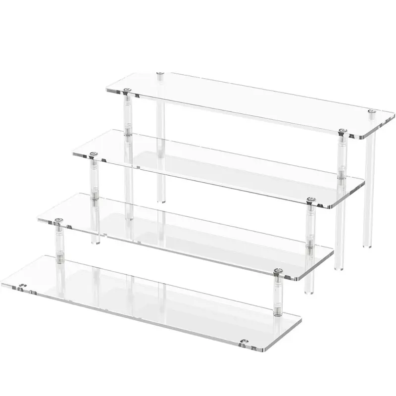 4 Tier Acrylic Display Risers, Clear Perfume Organizer Stand, Large Cupcake Stand Holder, Dessert Display for Party, Display Shelf for Figure and Collection, Riser Stand for Decoration and Organizer