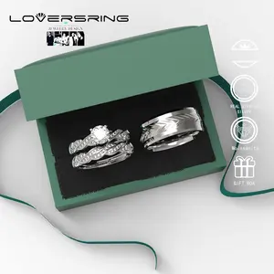 Wedding Ring Sets His And Hers Promise Ring Wedding Ring Sets His And Hers Couples Women 925 Sterling Silver Moissanite Man Titanium Wedding Band