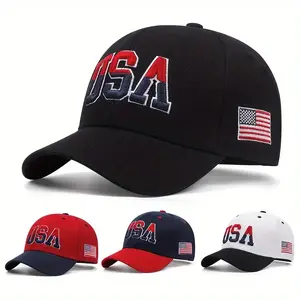 Patriotic USA Baseball Cap - Lightweight Acrylic Material with American Flag Design & Snapback Closure for Adjustable Fit